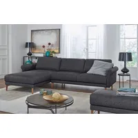 Creation BY ROLF BENZ Ecksofa CR.450, Designecksofa, Polsterecke, L-Form, 282/178 cm (B/T), abgerundete Armlehne Schnecke, modern Landhaus, Leder oder Chenille grau|schwarz