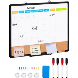 VEVOR 60x45cm Wandtafel Whiteboard Korktafel Pinnwand Memoboard Aluminiumrahmen