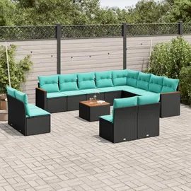 vidaXL Gartensofa-Set 13-tlg. Loungeset schwarz