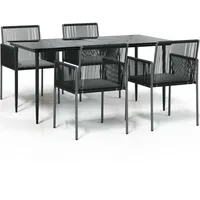 VidaXL 5-tlg. Garten-Essgruppe mit Kissen Schwarz Poly Rattan &