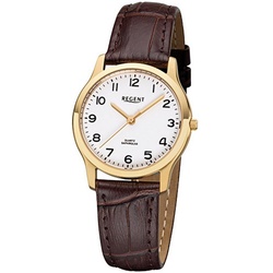 Regent Quarzuhr Regent Damen-Armbanduhr braun Analog, (Armbanduhr), Damen Armbanduhr rund, Lederarmband braun braun