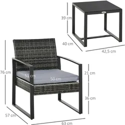 Outsunny - Garten-Bistroset - B63 x T57 x H76 cm - grau