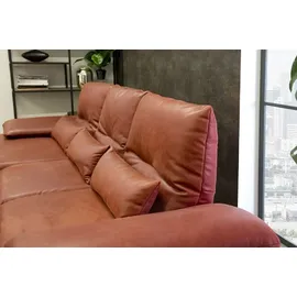 KAWOLA Sofa FENICE Ecksofa Leder Recamiere links burgunderrot