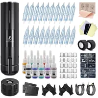 Biomaser Wireless Machine Set Wireless Maschine Pen 1800 mAh Akku Rotary pen Complete Maschine Set mit 20 Stück Nadel 10 Stück Tinte Hautverband üben für Anfänger und Künstler (5006)