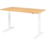 HAMMERBACHER XMKA16 elektrisch höhenverstellbarer Schreibtisch buche rechteckig, C-Fuß-Gestell weiß 160,0 x 80,0 cm