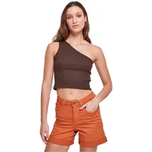 URBAN CLASSICS Ladies Cropped Asymmetric Top - braun