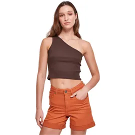 URBAN CLASSICS Ladies Cropped Asymmetric Top - braun