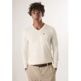 Felix Hardy V-Ausschnitt-Pullover FELIX HARDY "Pullover mit V-Ausschnitt", Herren, Gr. XL, ecru, 100% Baumwolle, Pullover