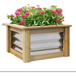 Outsunny Hochbeet Verzinktes Metall, Tannenholz