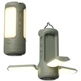 Perel Leistungsstarke Campinglampe mit Bluetooth-Lautsprecher und 6000 mAh Powerbank, für Camping, Wandern und Notfälle, tragbares Notlicht mit Haken, aufladbar per USB-Kabel