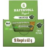HAFERVOLL Organic Flapjack, 18 x 60 g Riegel, Chia & Pistachio,