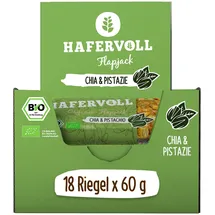 HAFERVOLL Organic Flapjack, 18 x 60 g Riegel, Chia & Pistachio,
