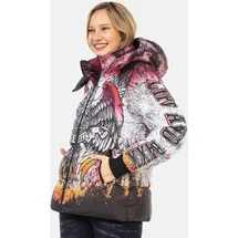 Cipo & Baxx Damen, Jacke Steppjacke Winterjacke Allover-Print, WM130 Ecru S - S