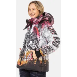 Cipo & Baxx Damen, Jacke Steppjacke Winterjacke Allover-Print, WM130 Ecru S - S