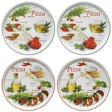 4er Set Pizzateller Napoli Pizzafoods grün + rot 33cm - 04018#ZP1 + 04018#ZP2