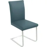 Freischwinger K+W KOMFORT & WOHNEN "Santos III", blau (topas 54, edelstahlfarbig), B:47cm H:99cm T:62cm, Stühle, Freischwinger, mit Sattlernaht, Gestell aus Edelstahl, hochwertiger Sitzkomfort