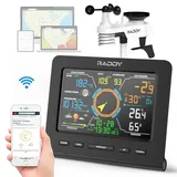 Raddy WF-100C Lite Wlan Wetterstation Funk mit Außensensor, hermometer innen/ausen, Barometer, Hygrometer, Windmesser, Regenmesser, Wettervorhersage für Haus, Garten