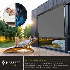 Kesser Senkrechtmarkise Außenrollo 140 x 250 cm Grau