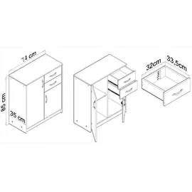 matkam Kommode 74 x 85 x 35 cm Anthrazit / Eiche