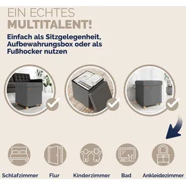 CASARIA Casaria® Sitzhocker mit Stauraum Samt Anthrazit