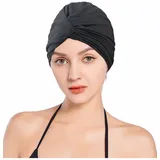 Stoff Badekappe Plissee Badekappe Frauen Badekappe für langes Haar Chemo Cap Turban Hut Krebs Kopfbedeckung für Haarausfall Weiche Stretch Skull Cap Beanies Schlafkappe Baden Duschhaube für Schwimmbad