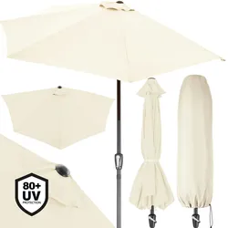 Kingsleeve Sonnenschirm halbrund 2,7m UV-Schutz 80+ Abdeckung creme