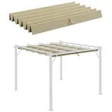 Outsunny Pavillon-Ersatzdach für 3 x 3 m Pergola, mit Regenabflusslöchern, 180 g/m2, 250 x 255 cm (Ersatzdach für Pergola, Pergola-Schattenabdeckung), für Garten, Terrasse, Beige gelb|beige