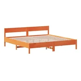 vidaXL Massivholzbett ohne Matratze Wachsbraun 180x200 Kiefernholz