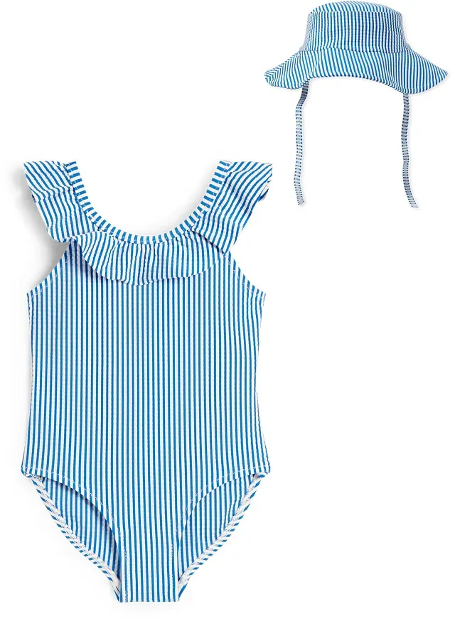 Baby-Bade-Outfit-LYCRA® XTRA LIFETM-2 teilig-gestreift, Blau, 98