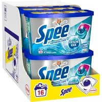 Spee Universal Power Caps Deo-Frische Kick Allin1 (8 × 16 Waschladungen), Vollwaschmittel verleiht Reinheit, Sauberkeit & Frische, Waschmittel Caps mit 48 h Fresh, geeignet von 20–95 °C