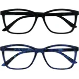 OPULIZE Die Lesebrille Unternehmen Schwarz Blau Schildpatt Leser 2er-Pack Groß Designer Stil Herren Federscharniere RR51-13T +1,00