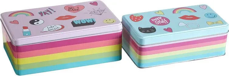 Premier Housewares Fun Times Vorratsdosen-Set aus 2 in Regenbogenfarben, robust, dekorativ ansprechend
