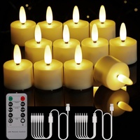 BOWKA Wiederaufladbare Kerzen Teelichter mit Fernbedienung 12 Stück Flammenlose Flackernde kerzen Teelich mit Timer Dimmbar für Weihnachten Party Hochzeit (3D Warmweiß)