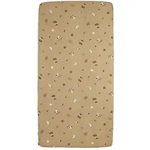 Meyco Baby Spannbettlaken für Kinderbett – 70x140 cm – Jersey Spannbetttuch – 100% Baumwolle – Oeko-Tex Zertifiziert – Rundum-Gummizug, atmungsaktiv – Forest Animals – Sand