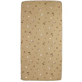 Meyco Baby Spannbettlaken für Kinderbett – 70x140 cm – Jersey Spannbetttuch – 100% Baumwolle – Oeko-Tex Zertifiziert – Rundum-Gummizug, atmungsaktiv – Forest Animals – Sand