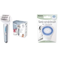 Panasonic Epilierer Combo ES-EL2A-A503 inkl. Aufastz ES-2D04-W503 Körperbürste mit Peeling-Effekt, Wet & Dry, mit Licht (LED), blau