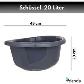 Centi 4er 20L Große Rührschüsseln Ø45cm - Dunkelgrau