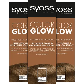 Syoss Color Glow Pflegende Haartönung Roasted Pecan Pantone 17-1052 (3 x 100 ml), semi-permanente Coloration für strahlende Farbintensität bis zu 8 Haarwäschen, ohne das Haar zu schädigen