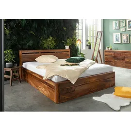 MASSIVMOEBEL24.DE Bett Sheesham 140x200 walnuss gewachst TORONTO #262