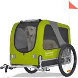 DOGGYHUT® Premium LARGE Hundefahrradanhänger 15 - 30kg Hundeanhänger Fahrradanhänger für Hunde mittelgroße bis große Hunde - Grün/Schwarz