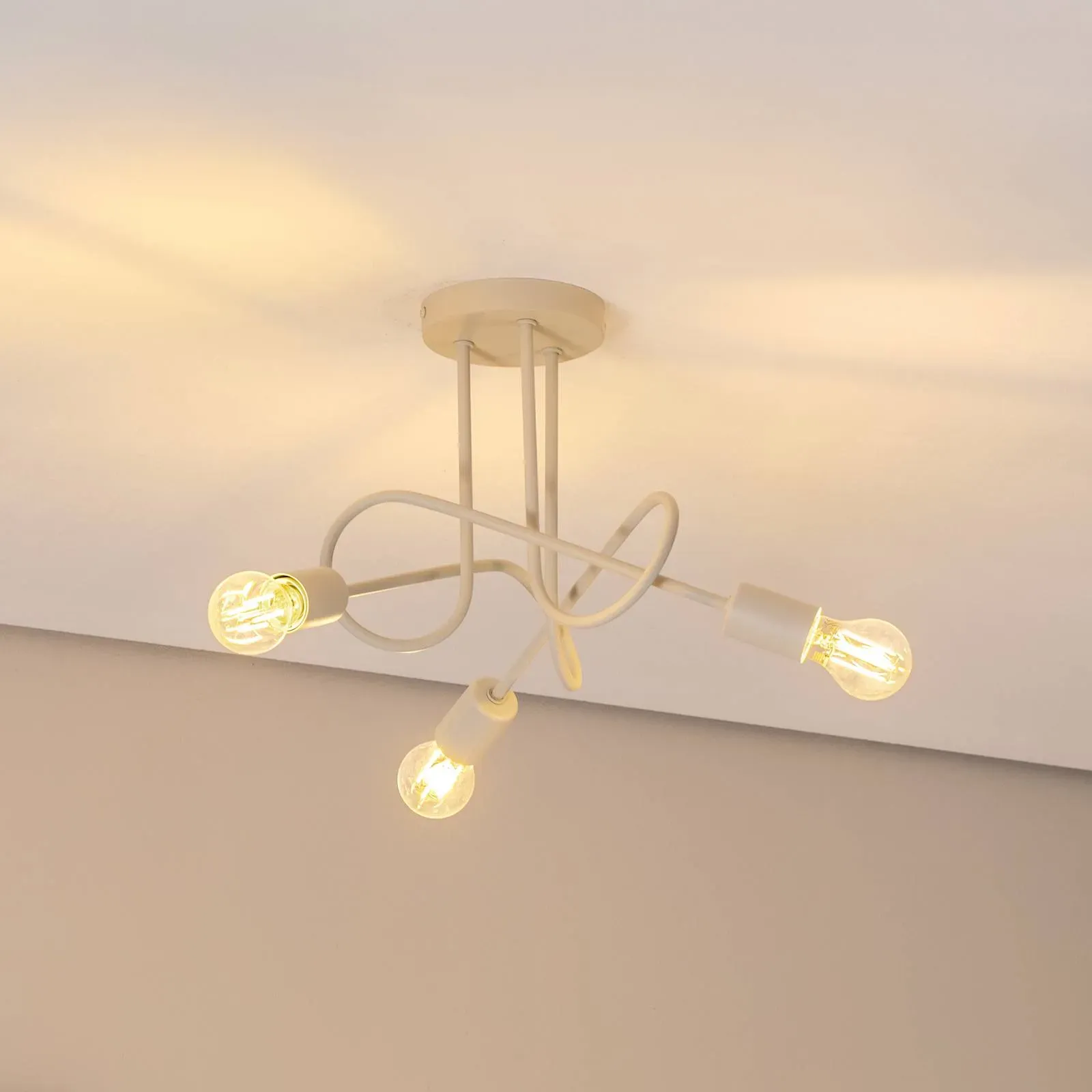 Deckenlampe Oxford HELAM, dimmbar, creme / amber, für Wohn- / Esszimmer, Metall, Deckenlampe - 44 cm - 44 cm - 40 cm
