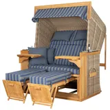 dekoVries GmbH Strandkorb deVries PURE® Friesland Sylt XL - PE white kubu - Dessin 249 - inkl. Schutzhülle