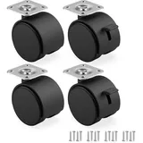 RAVN HAMAN 4er Set Möbelrollen 30 mm - Lenkrollen mit Bremse bis 10 kg pro Rad - Schwenkrollen für Innenmöbel - Transportrollen mit geringem Rollwiderstand