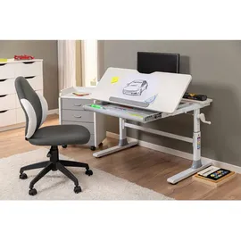 MID.YOU Jugendschreibtisch, Weiß, Metall, 1 Schubladen, rechteckig, C-Form, 100x76x60 cm, höhenverstellbar, Stauraum, justierbare Füße, Arbeitszimmer, - Kinderschreibtische