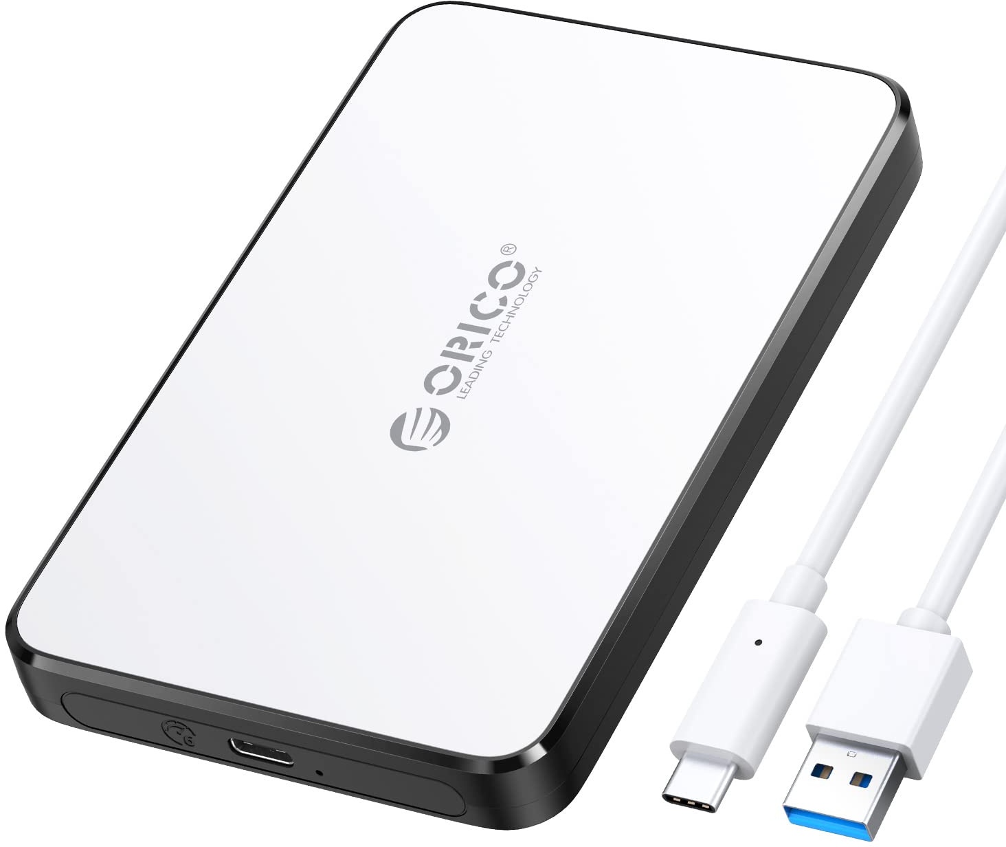 ORICO Festplattengehäuse 2 5 Zoll USB C, USB 3.1 Gen 2 Externe Festplattengehäuse für 7/9,5 mm SATA I II III HDD/SSD mit UASP, USB Kabel, SSD Gehäuse Unterstützt 6 TB, Werkzeugfreie(Weiß, 2588C3)