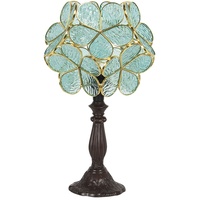 Clayre & Eef Tiffany Tischlampe 43 cm Grün Glas Blume