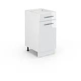 Vicco Midischrank Fame-Line Weiß Hochglanz, Holzwerkstoff, 3 Fächer, 1 Schubladen, Rechteckig, 40x82x51.6 cm