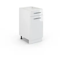Vicco Midischrank Fame-Line Weiß Hochglanz, Holzwerkstoff, 3 Fächer, 1 Schubladen, Rechteckig, 40x82x51.6 cm