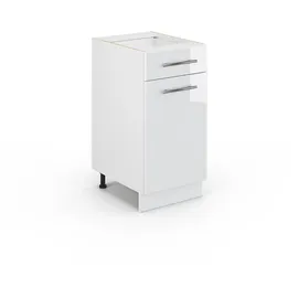 Vicco Midischrank Fame-Line Weiß Hochglanz, Holzwerkstoff, 3 Fächer, 1 Schubladen, Rechteckig, 40x82x51.6 cm