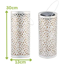 Marrakesch Orient & Mediterran Interior 2er Set Moderne Solarlaterne Solar Laterne Windlicht Lampe Outdoor Joran Weiss